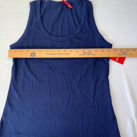 Spanx Midnight Navy Scoop Neck Basic Tank Ribbed Sleeveless Top medium - Picture 6 of 8